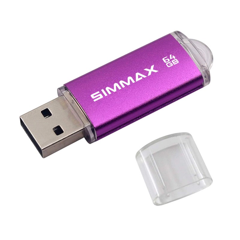 SIMMAX Memory Stick 64GB USB 2.0 Flash Drives Thumb Drive Pen Drive (64GB Purple) - Image 1